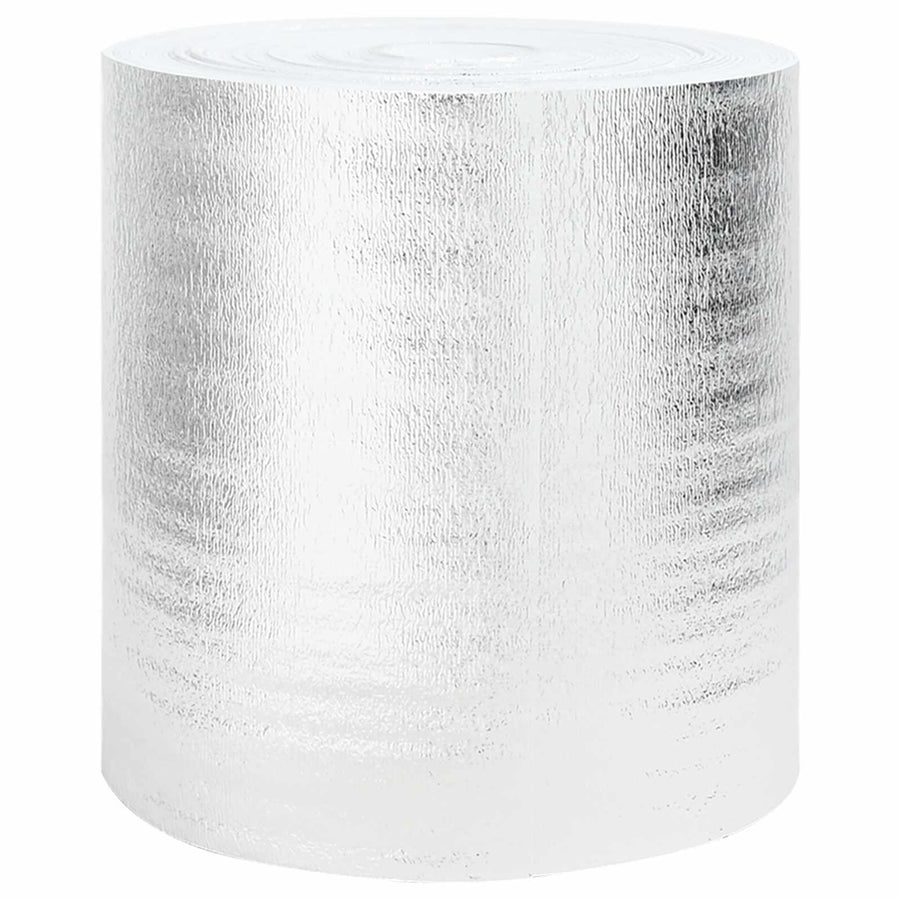 Roll of silver reflective tape on a white background