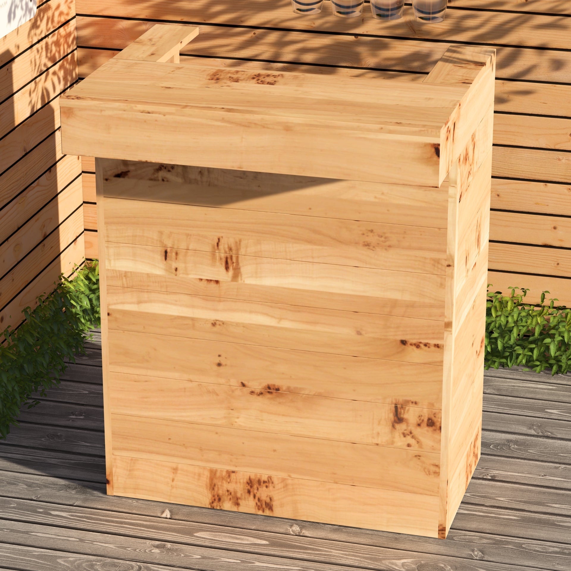 Wooden Pallet Bar 80cm Rustic Outdoor Garden Bar Storage Bars at Home