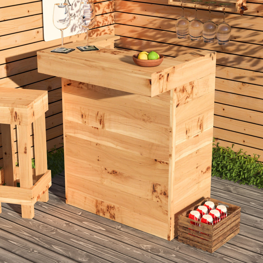 Wooden Pallet Bar 80cm Rustic Outdoor Garden Bar Storage Bars at Home