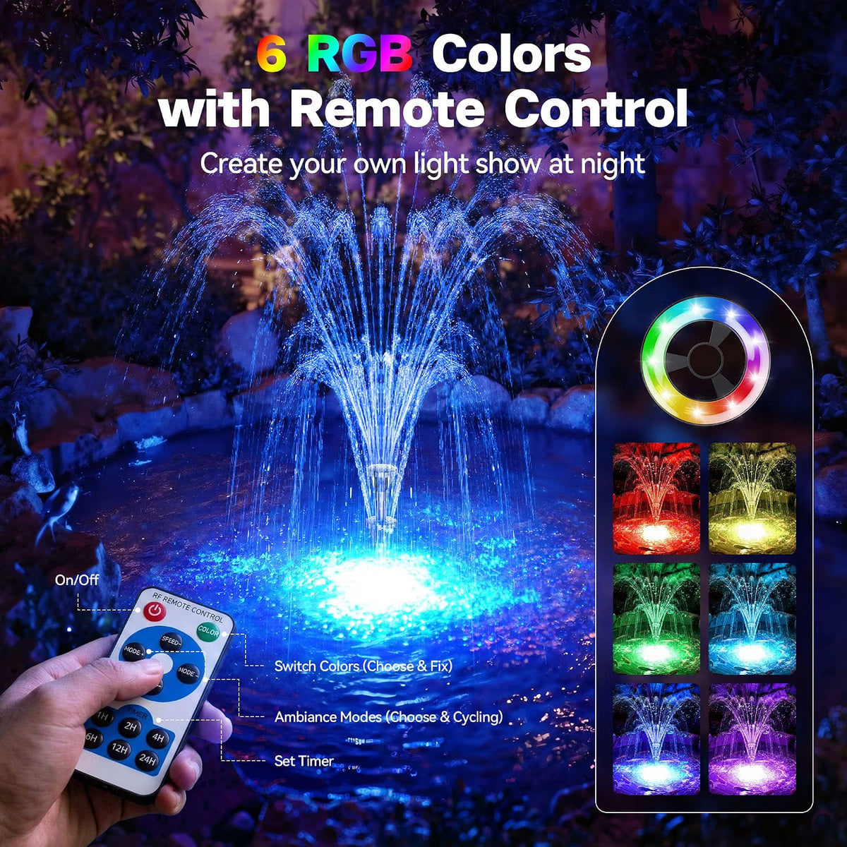 Pond Filter 2500L/H UV Light LED Water Filtration Pump Biling Outdoor Garden Pond
