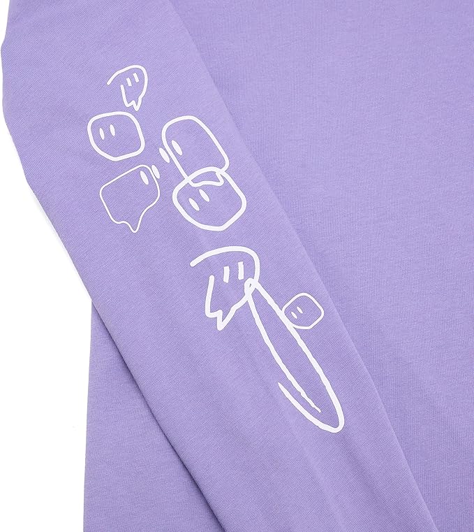 Twitch Long Sleeve Tee, 100% Cotton Top, Dusty Purple,  Size M