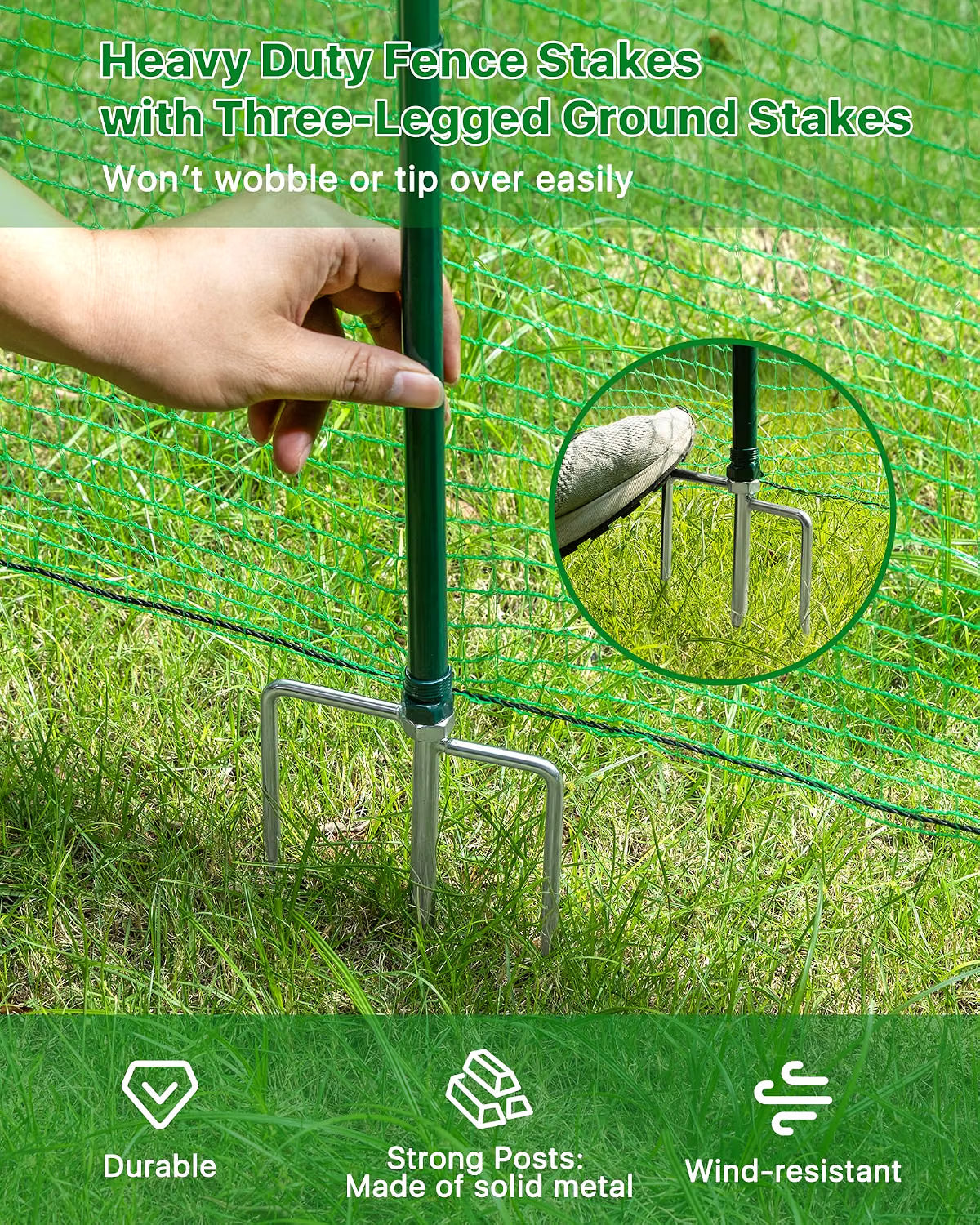 Temporary Garden Fence 101cm x 15m Metal Posts Outdoor Yard Animal Barrier Mesh