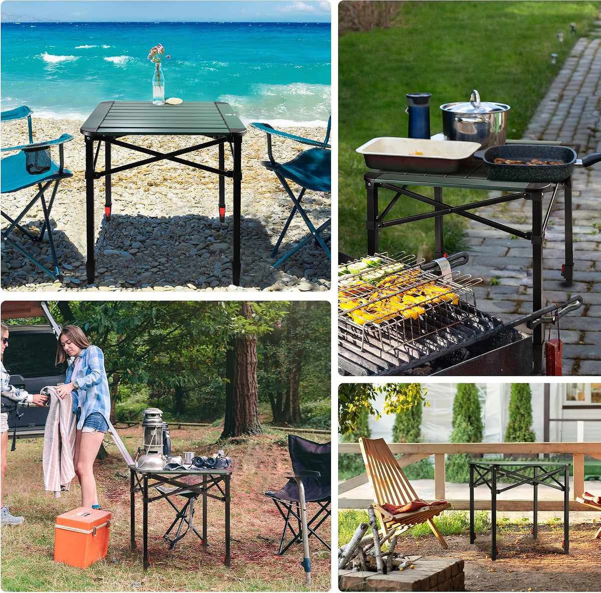 Folding Camping Table Medium Lightweight Aluminium Portable VILLEY Outdoor Table