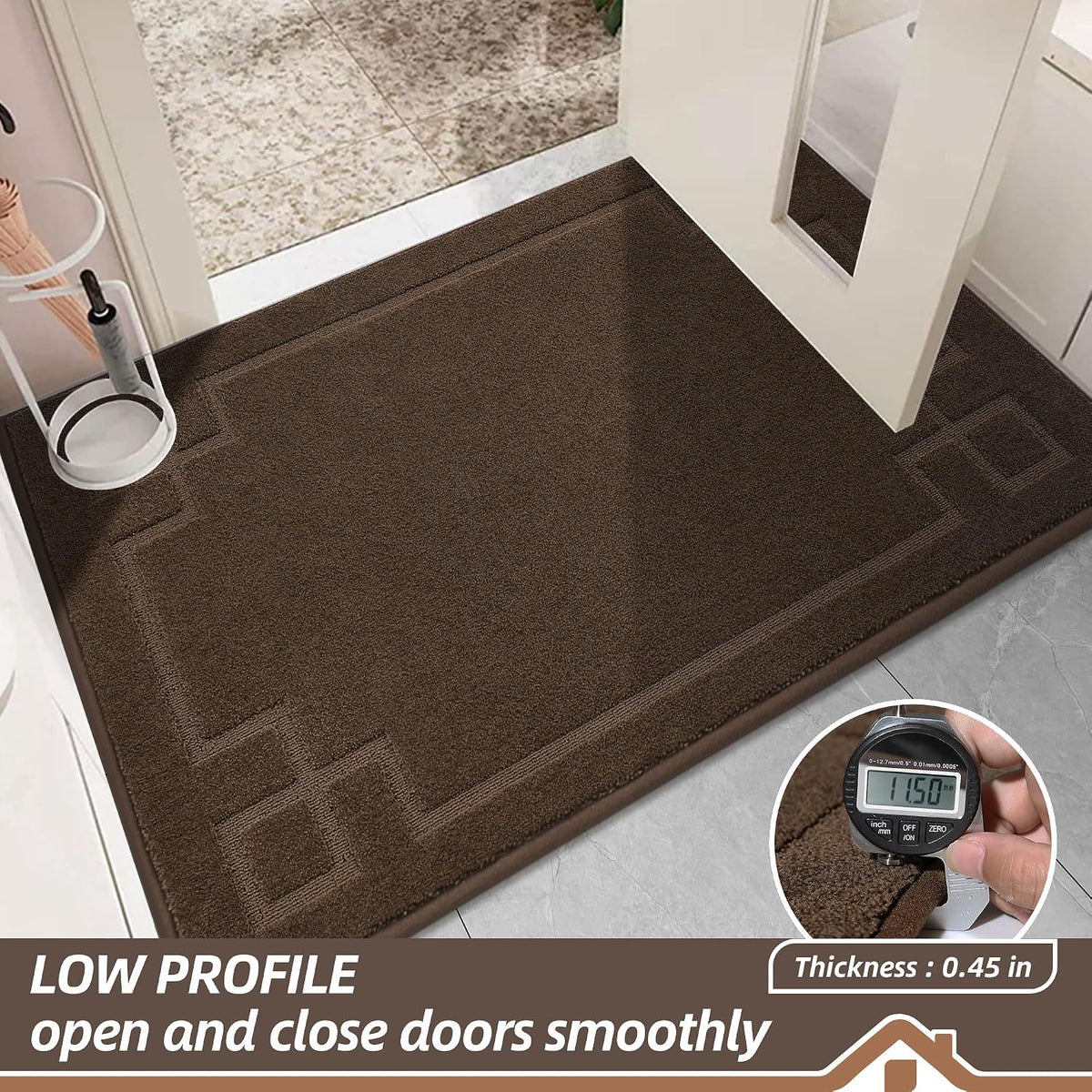 Indoor Door Mat 90x150cm Non Slip Washable Dirt Trapper Brown BEQHAUSE Entrance