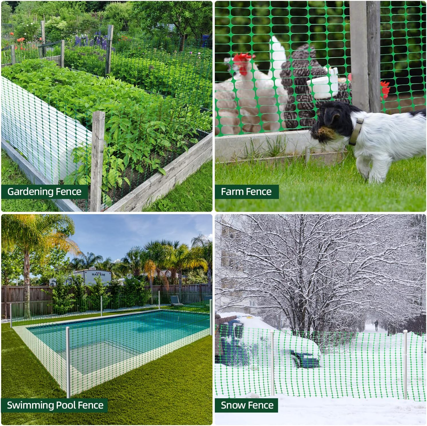 Barrier Fencing Mesh 1m x 30m Heavy Duty Garden Fence with Pins Green Ohuhu
