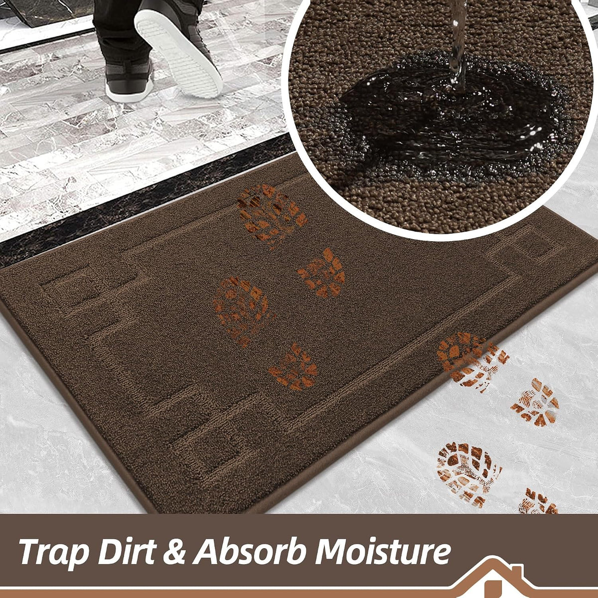 Indoor Door Mat 90x150cm Non Slip Washable Dirt Trapper Brown BEQHAUSE Entrance