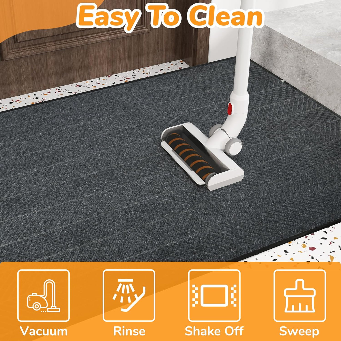 Large Entrance Door Mat 120x180cm Non Slip Washable Thickness of 0.8CM Grey
