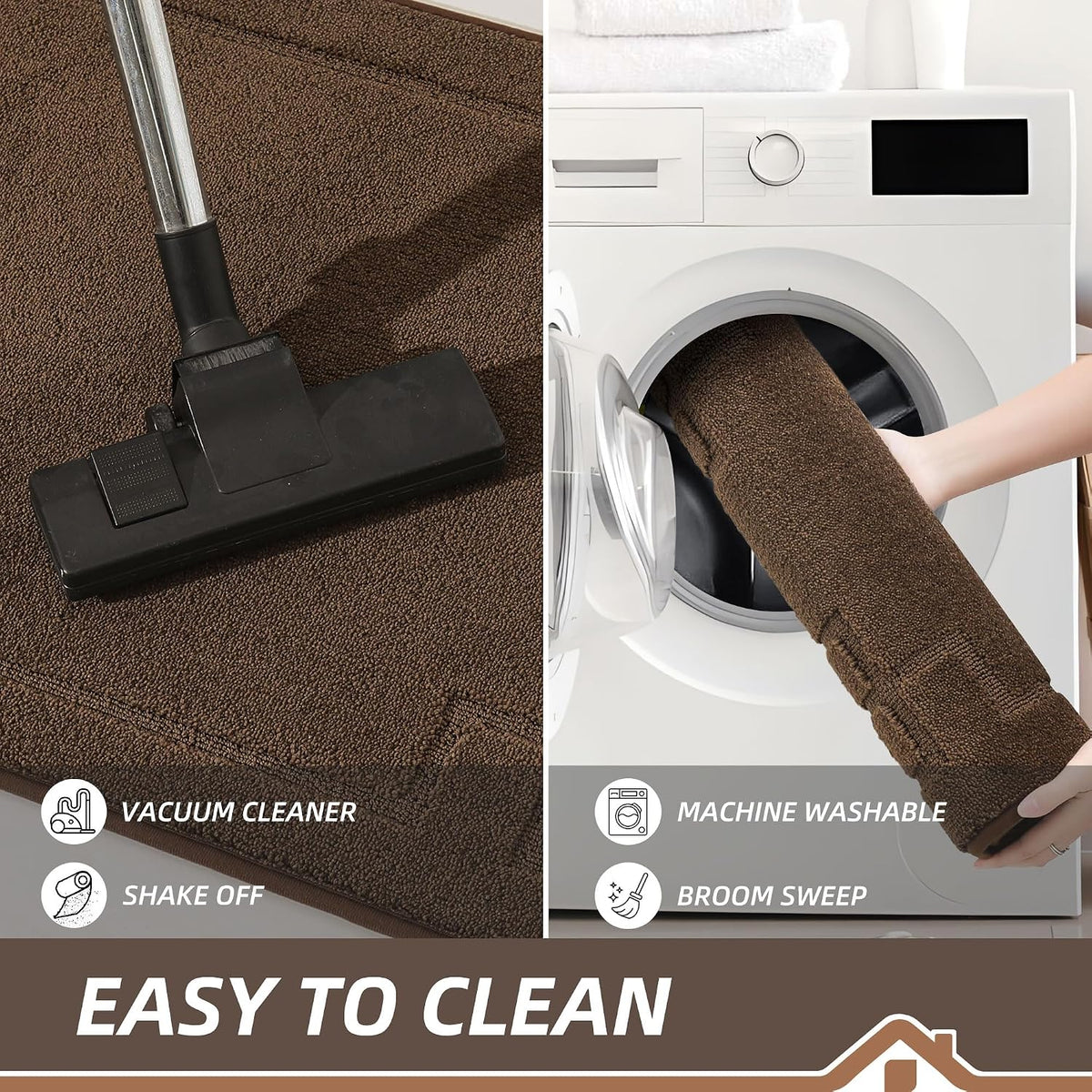 Indoor Door Mat 90x150cm Non Slip Washable Dirt Trapper Brown BEQHAUSE Entrance