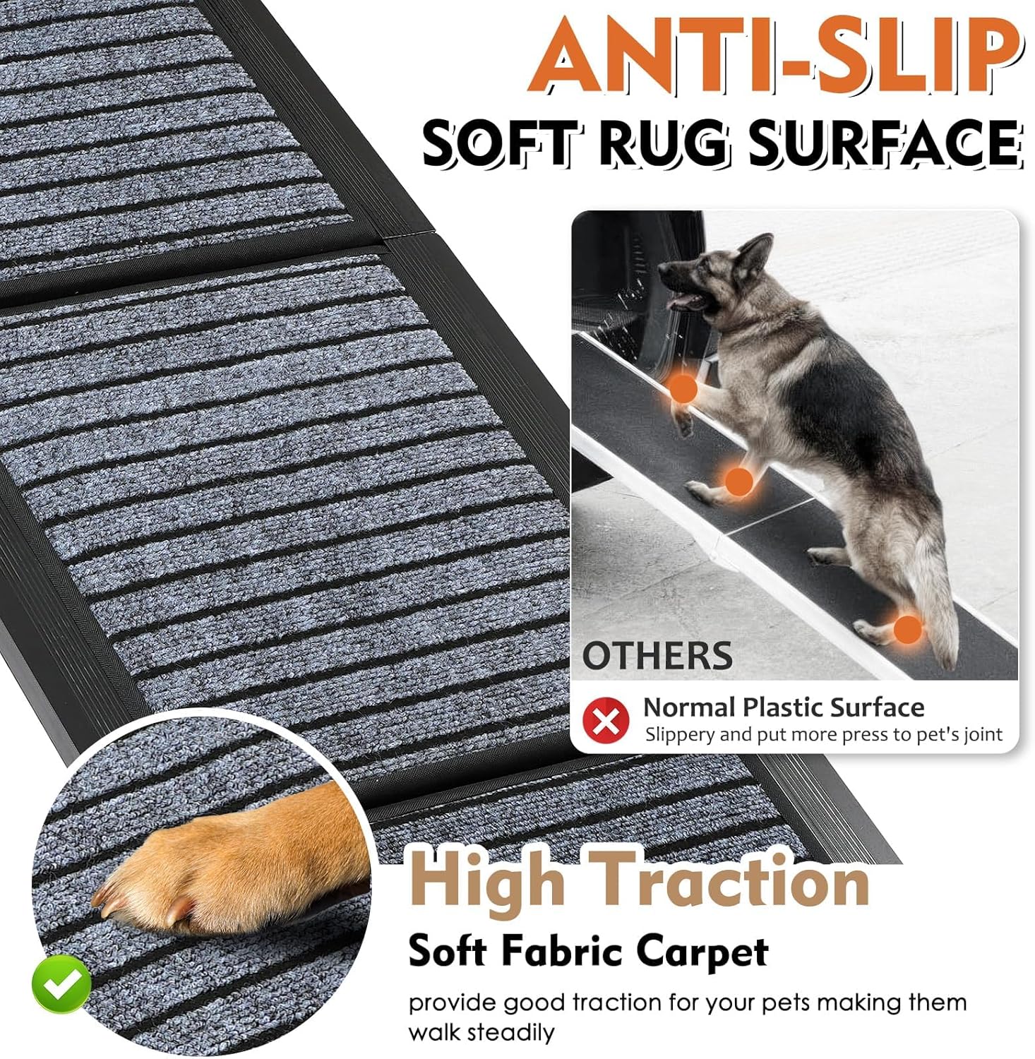 Dog Ramp 170cm Foldable Non Slip Car SUV Truck Ramp 113kg Large Dogs Portable