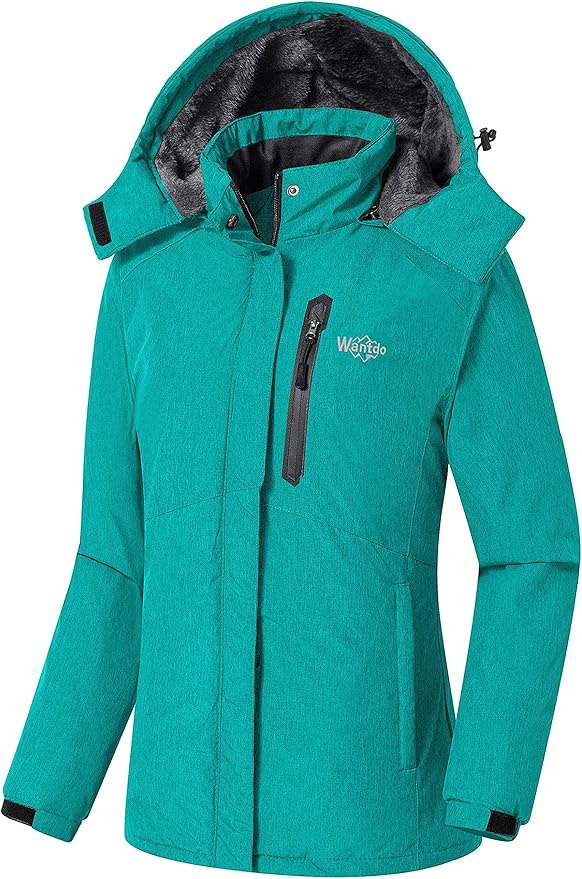 Wantdo Women's Hooded Waterproof Winter Ski and Snowboarding Jacket Blue