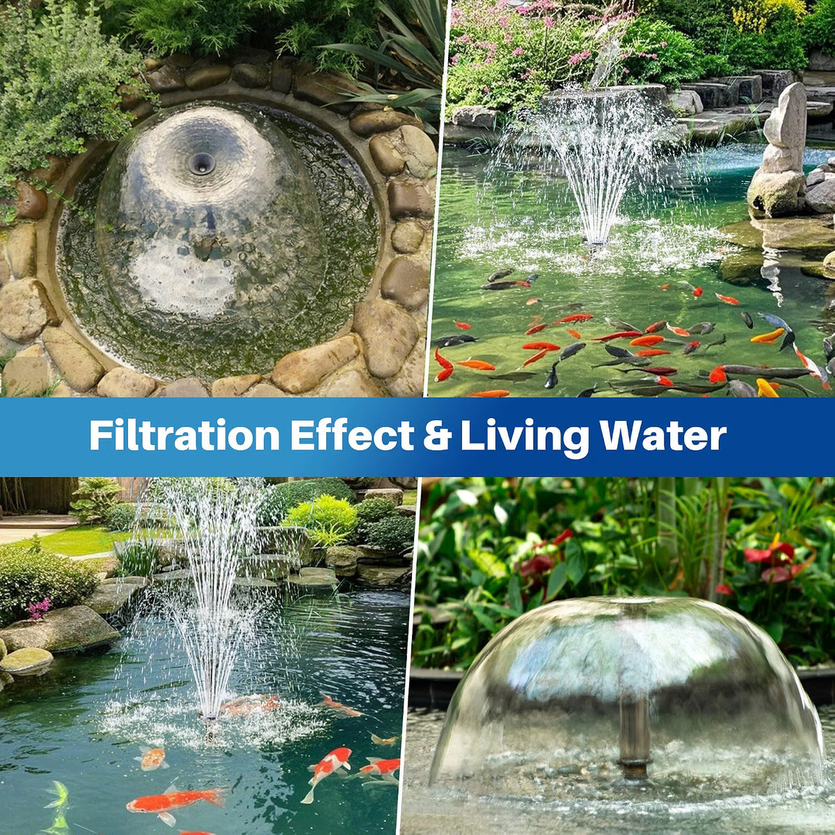 Pond Filter 2500L/H UV Light LED Water Filtration Pump Biling Outdoor Garden Pond