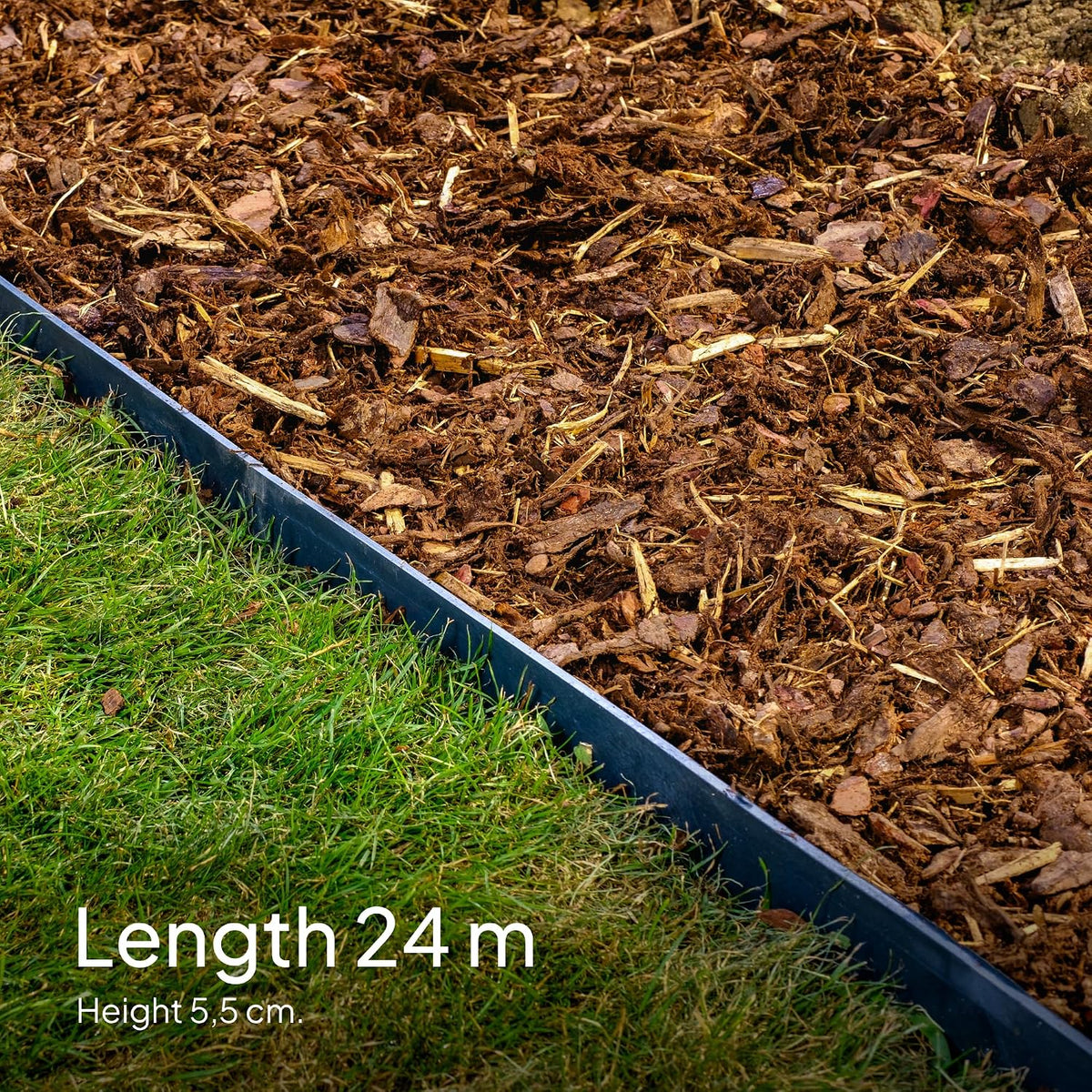 Lawn Edging 24m Flexible Plastic Garden Border 55mm 100 Fixing Pegs UNIGARDIA
