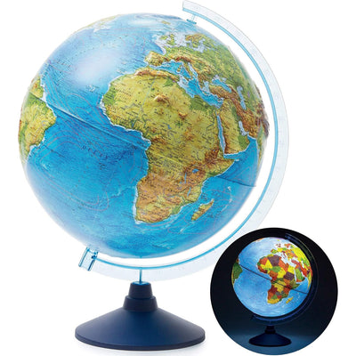Educational Globe 25cm Relief World Map AR App Cordless LED Light Kids EXERZ