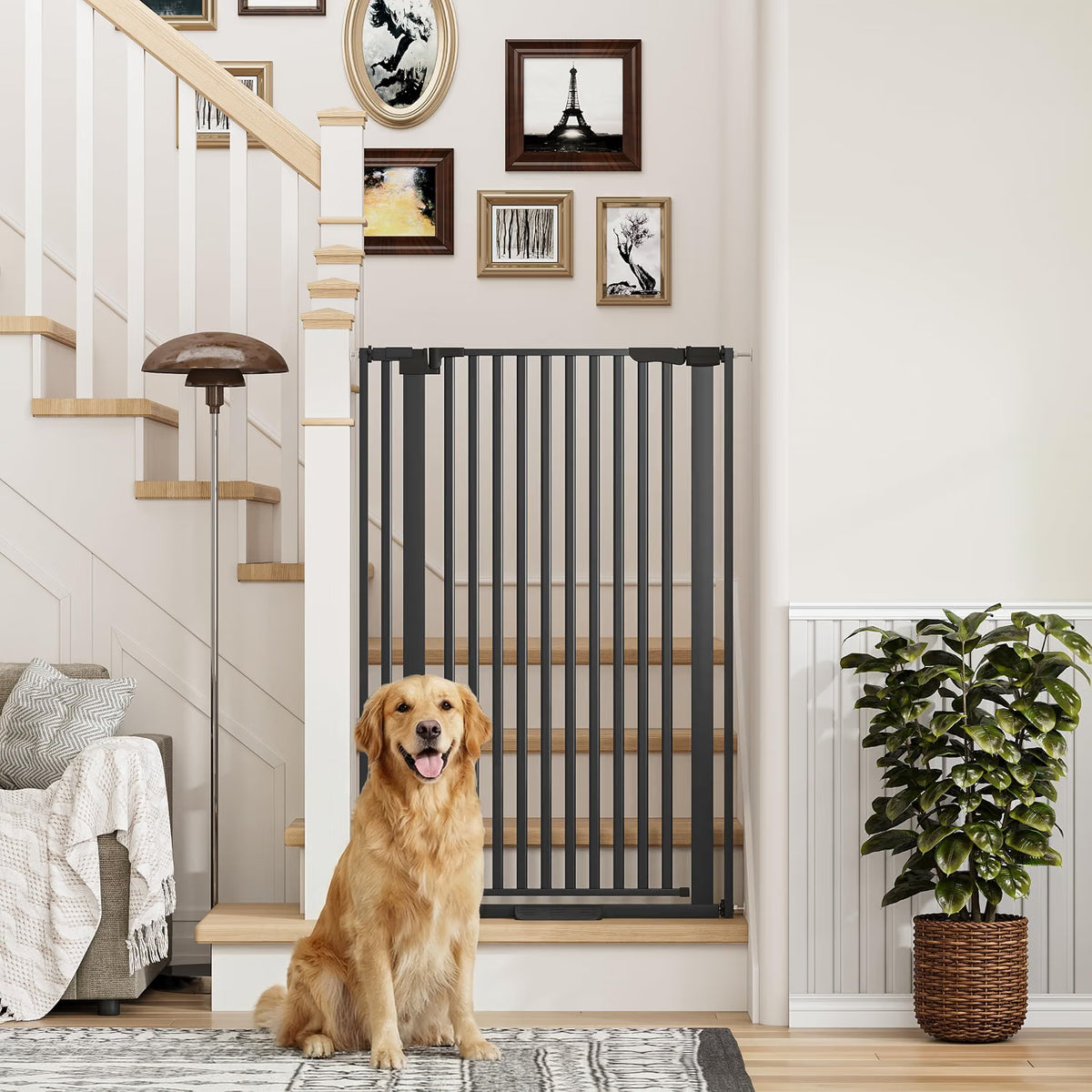 Extra Tall Pet Gate 130cm Auto Close Dog Safety Barrier 78-85cm Doors Stairs Gate