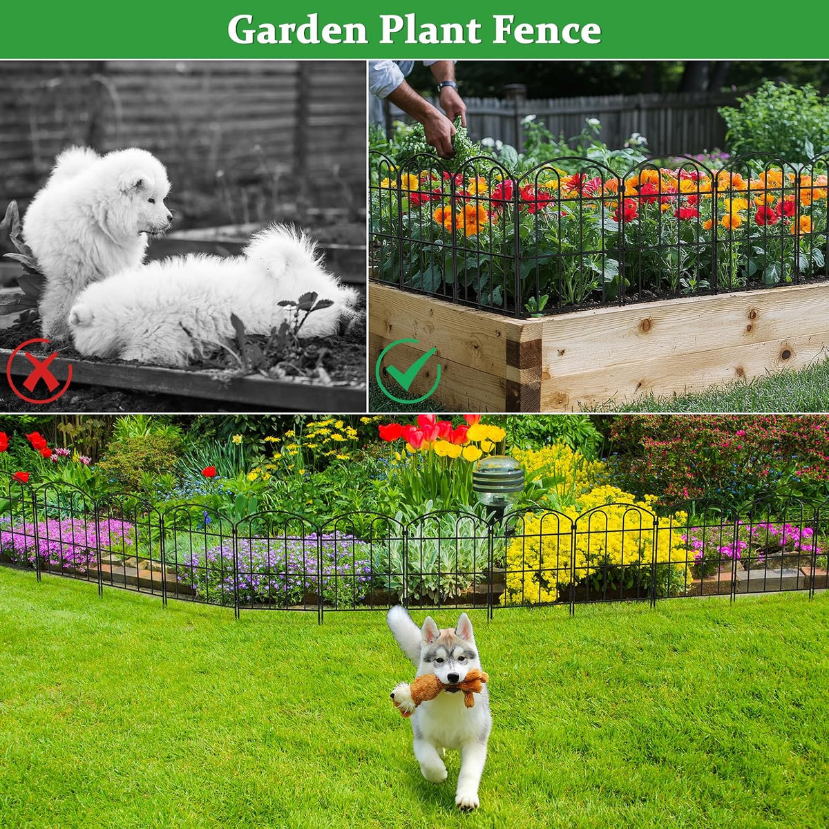 Garden Fence 10 Panels No Dig Picket Fence Outdoor Animal Barrier LIANTRAL