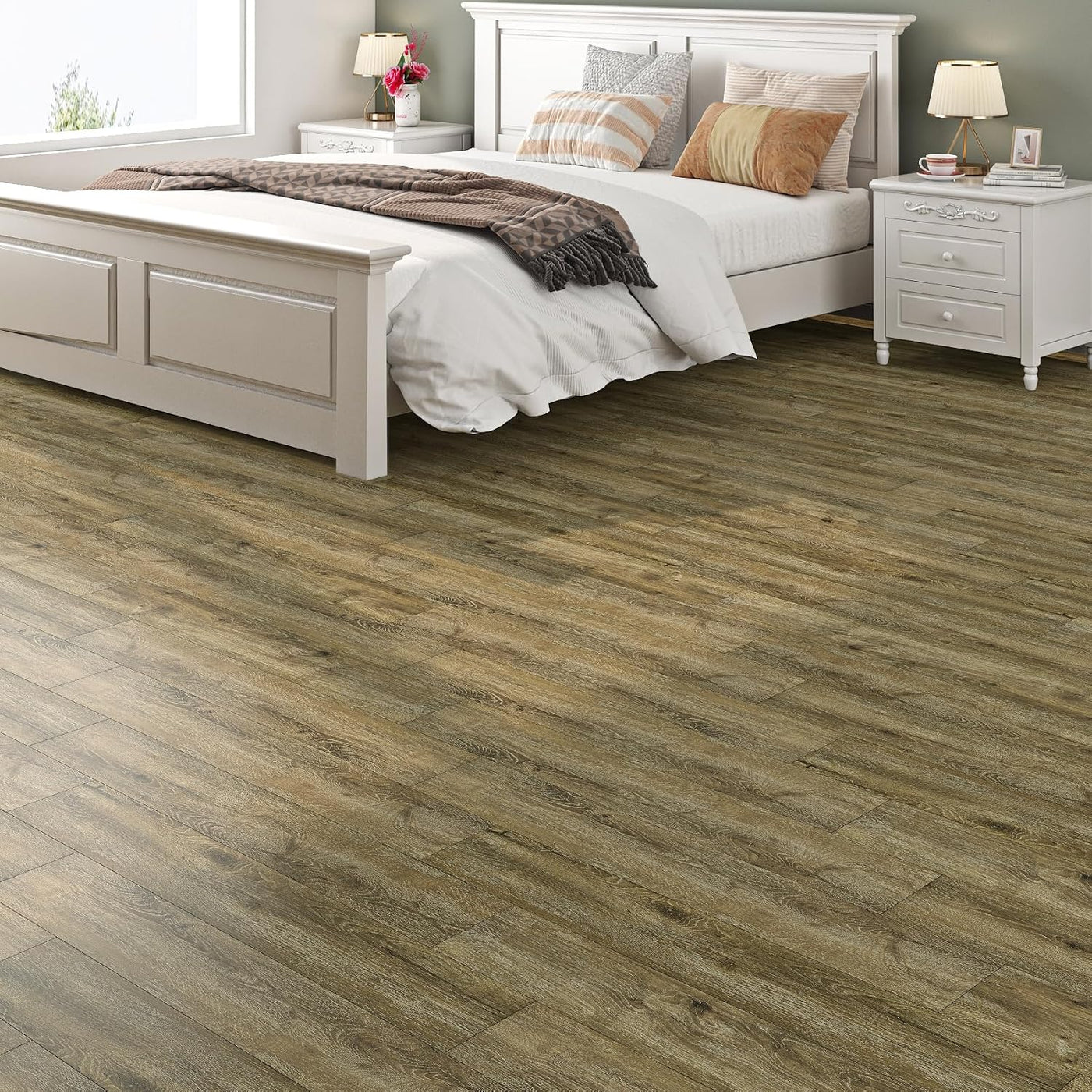 Peel Stick Vinyl Floor Tiles 30x30cm Oak Wood Effect Waterproof 32PCS Livelynine
