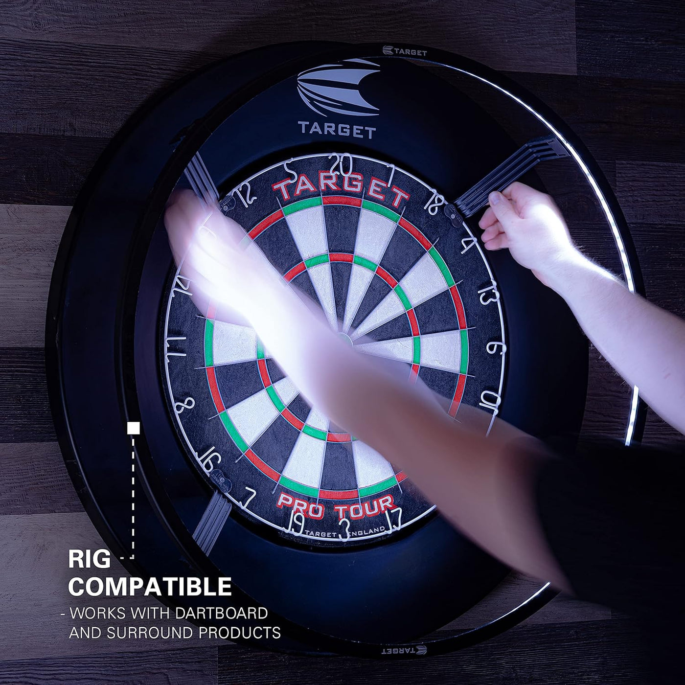 Target Darts Corona Vision Dartboard Lighting System w/ White LED Ring, Black