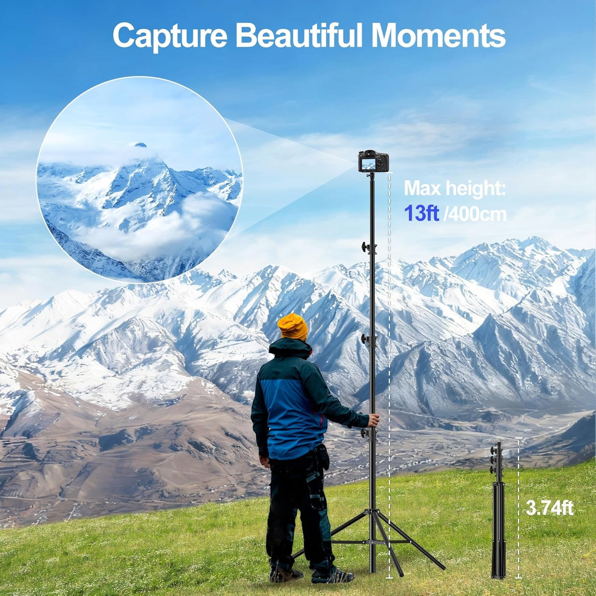 Photography Light Stand 4m Heavy Duty Adjustable Studio Sports Wedding EMART