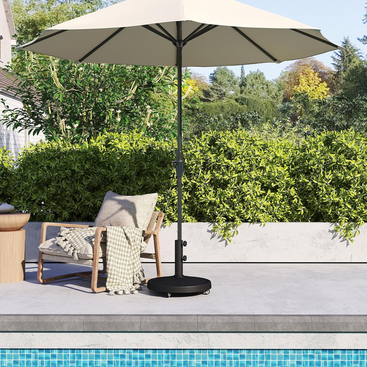 Parasol Base 20kg Heavy Duty Round Resin Umbrella Stand Wheels Helios&Hestia