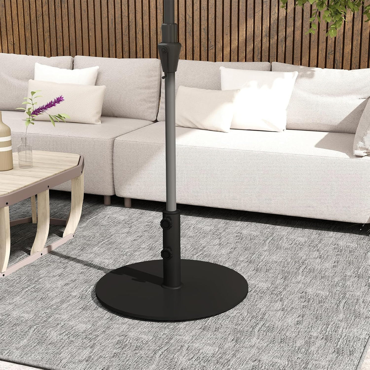 Parasol Base 15kg Heavy Duty Steel Plate 4 Non Slip Pads Black Helios&Hestia