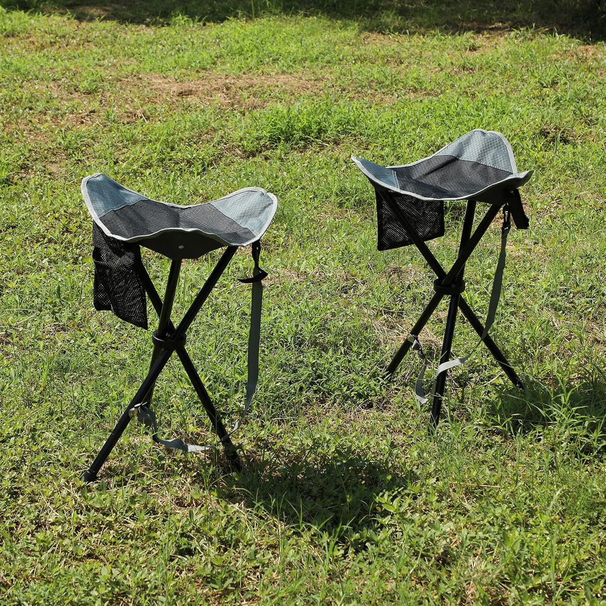 Folding Tripod Stool 22.4 Inch 2 Pack Lightweight Portable Black REDCAMP Camping