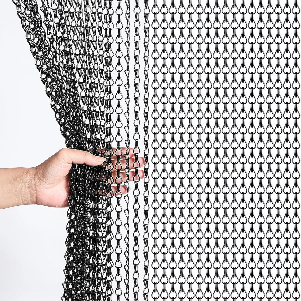 Aluminium Chain Fly Screen 100x210cm Black Door Curtain Insect Pest Control