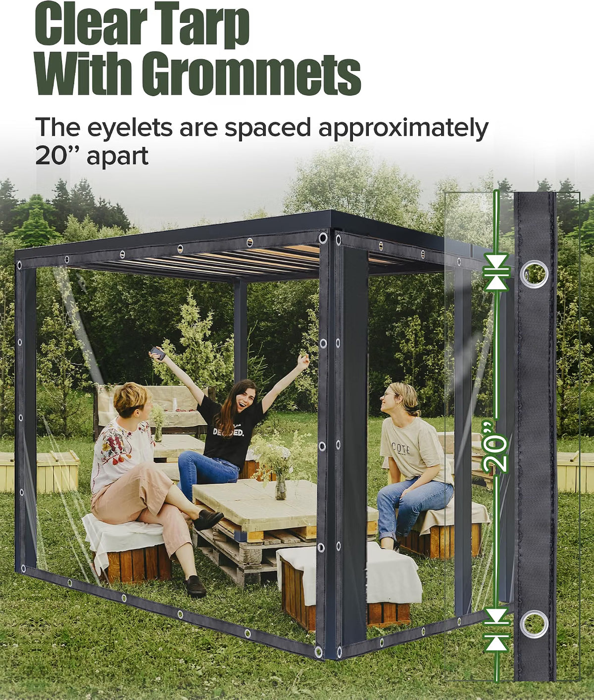Transparent Tarpaulin 4x5m 420gsm Heavy Duty Clear Vinyl Waterproof Outdoor Tarp