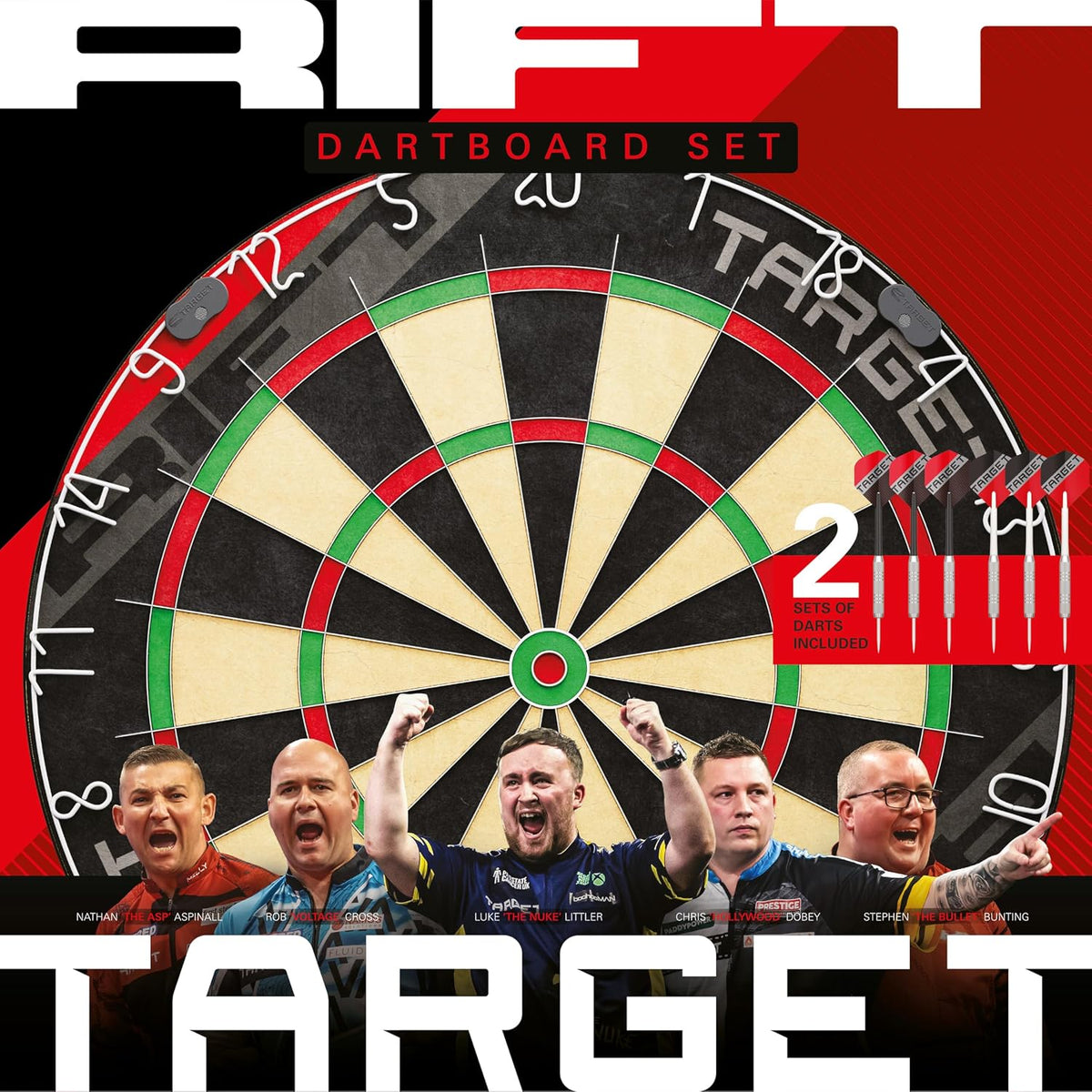 Dartboard Set 2 Sets of 17g Darts Complete Starter Kit Target Darts Rift Game