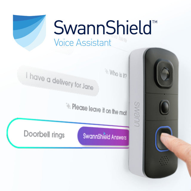 Wireless Video Doorbell 1.7MP 2 Way Audio Night Vision Chime Swann Evo Smart