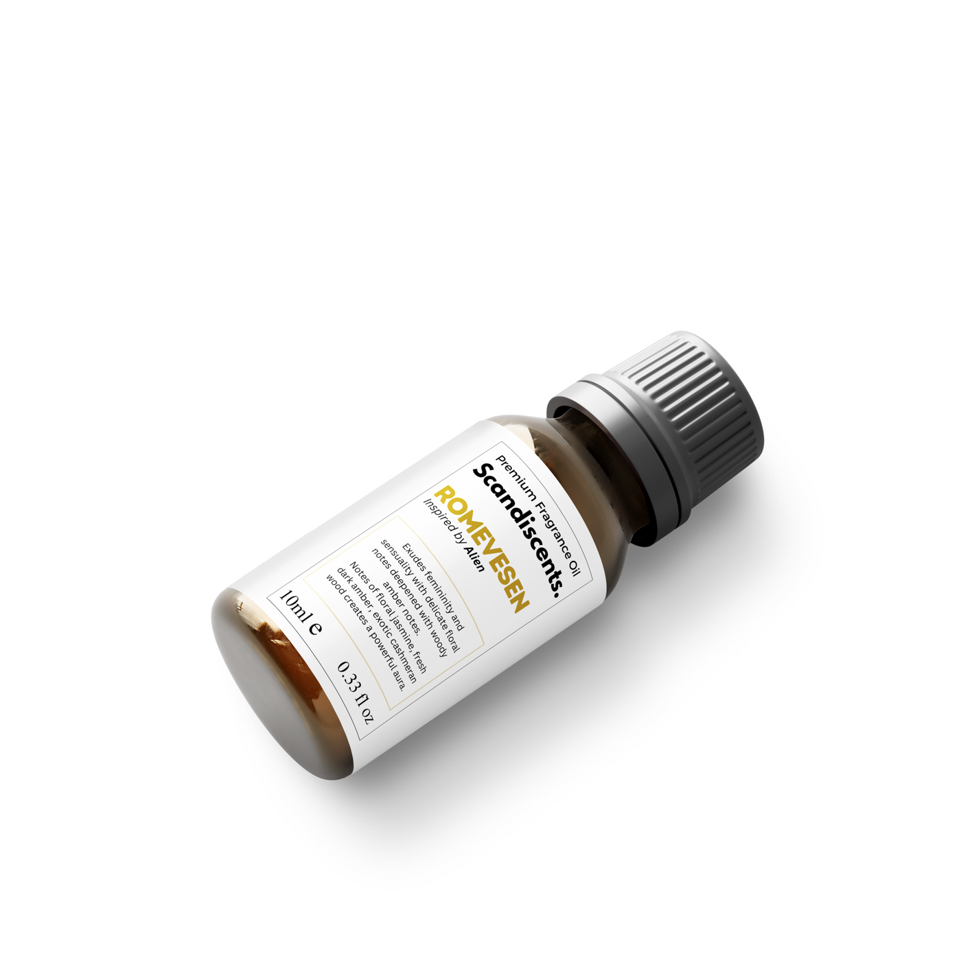 Small bottle with a label on a white background