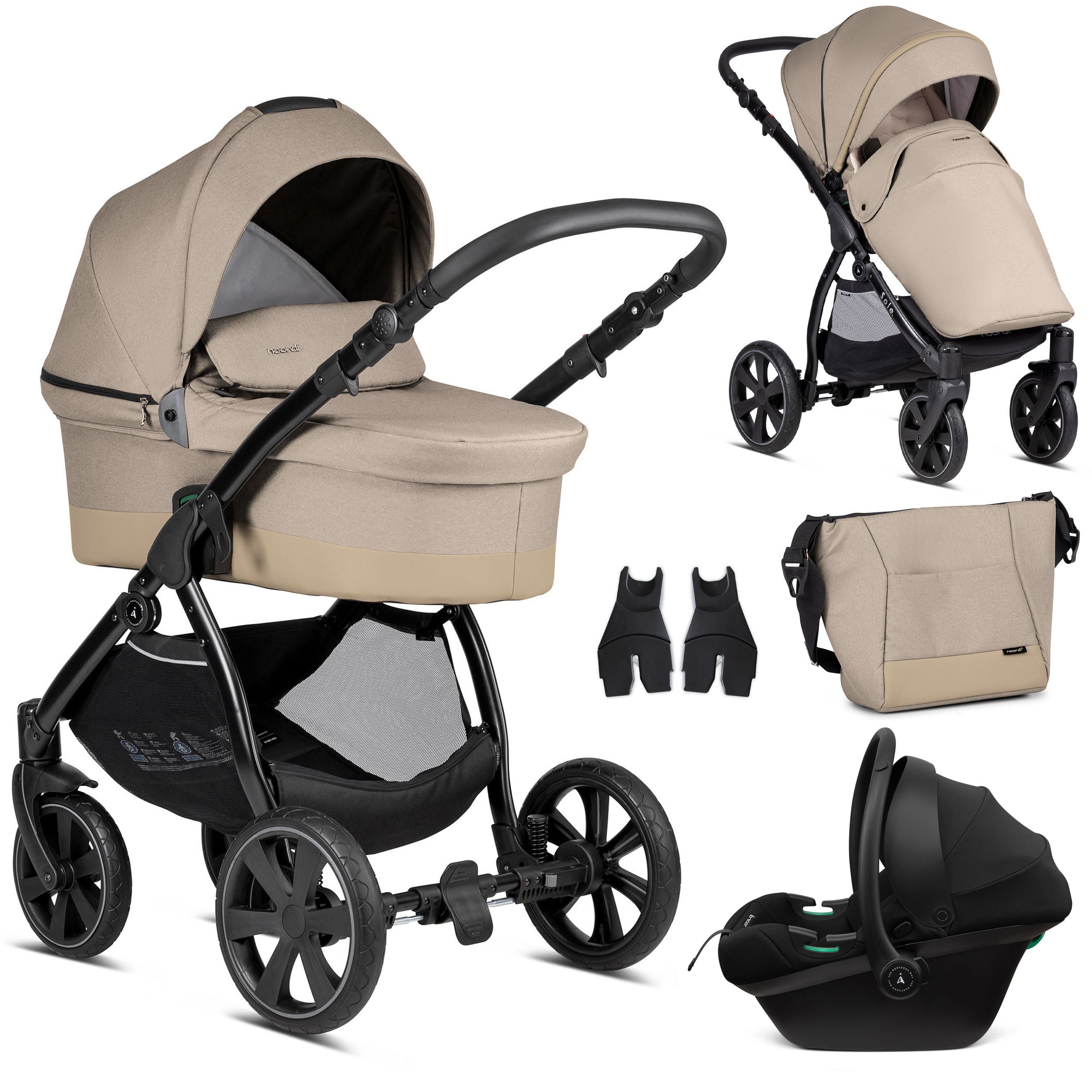 3 in 1 Travel System Pram Pushchair Carrycot Car Seat Noordi Sole Go 3in1
