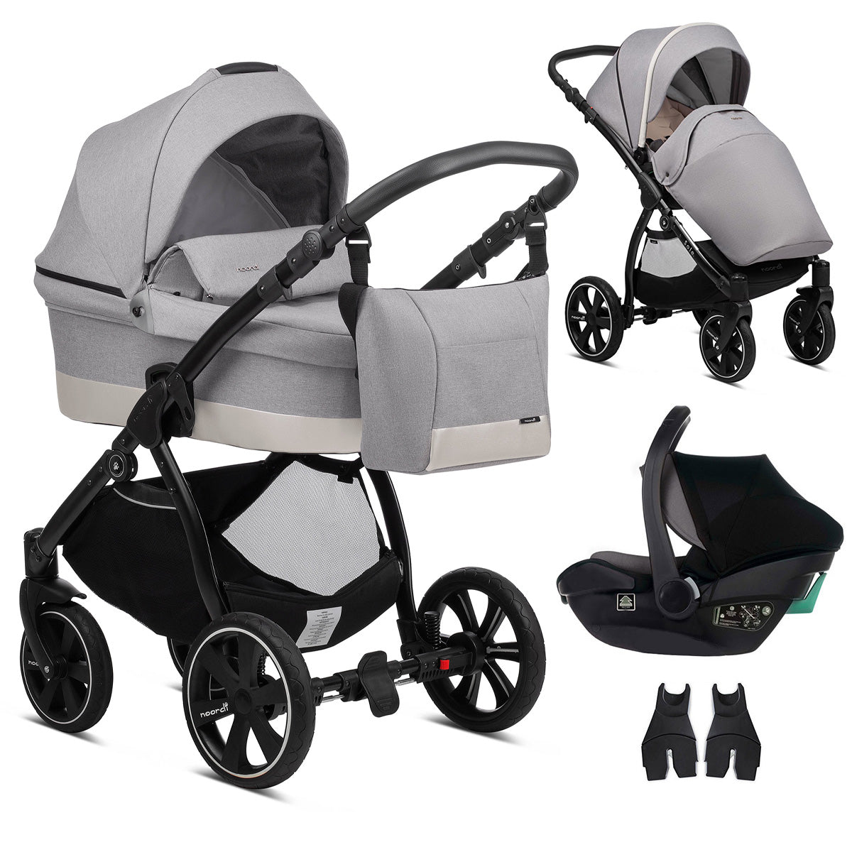 3in1 Baby Travel System Stroller Car Seat Warm Grey Noordi Sole Go