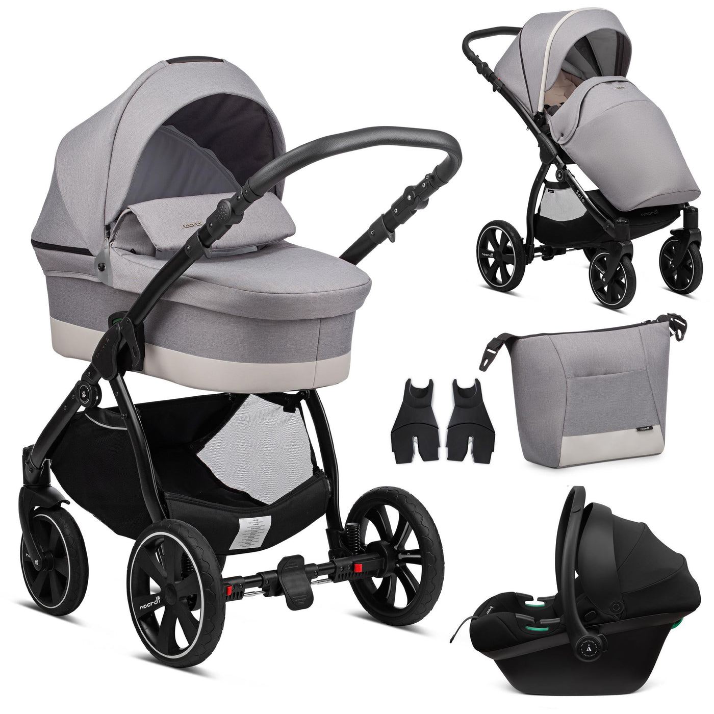 3 in 1 Travel System Pram Pushchair Carrycot Car Seat Noordi Sole Go 3in1