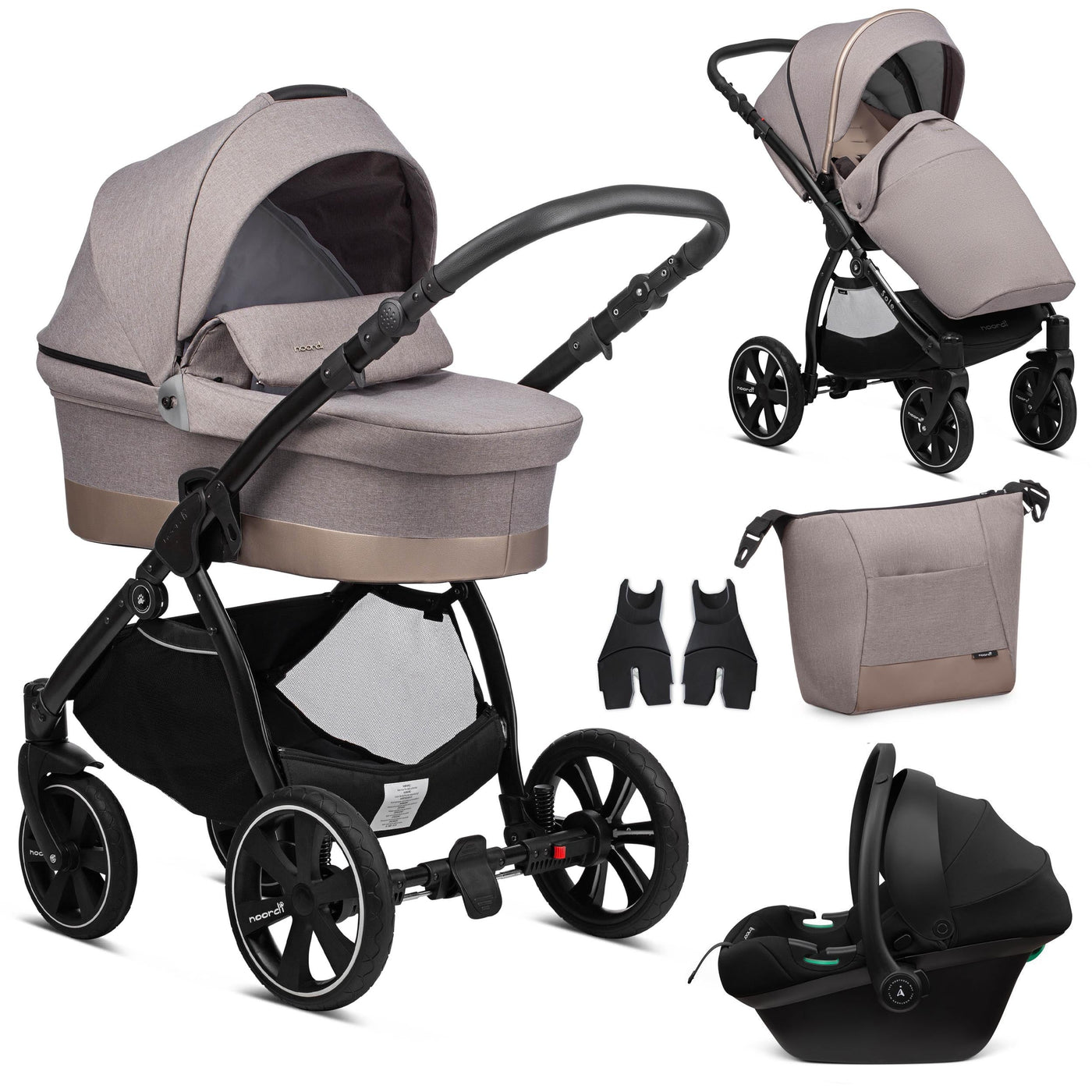 3 in 1 Travel System Pram Pushchair Carrycot Car Seat Noordi Sole Go 3in1