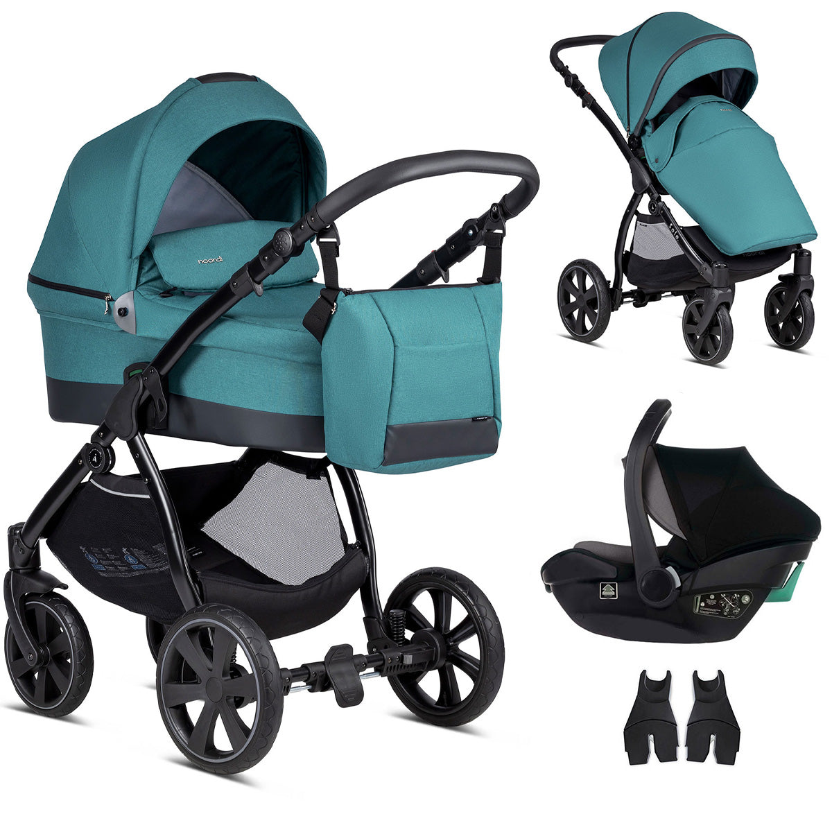 3in1 Travel System Pram Pushchair Car Seat Lightweight Foldable Teal Noordi