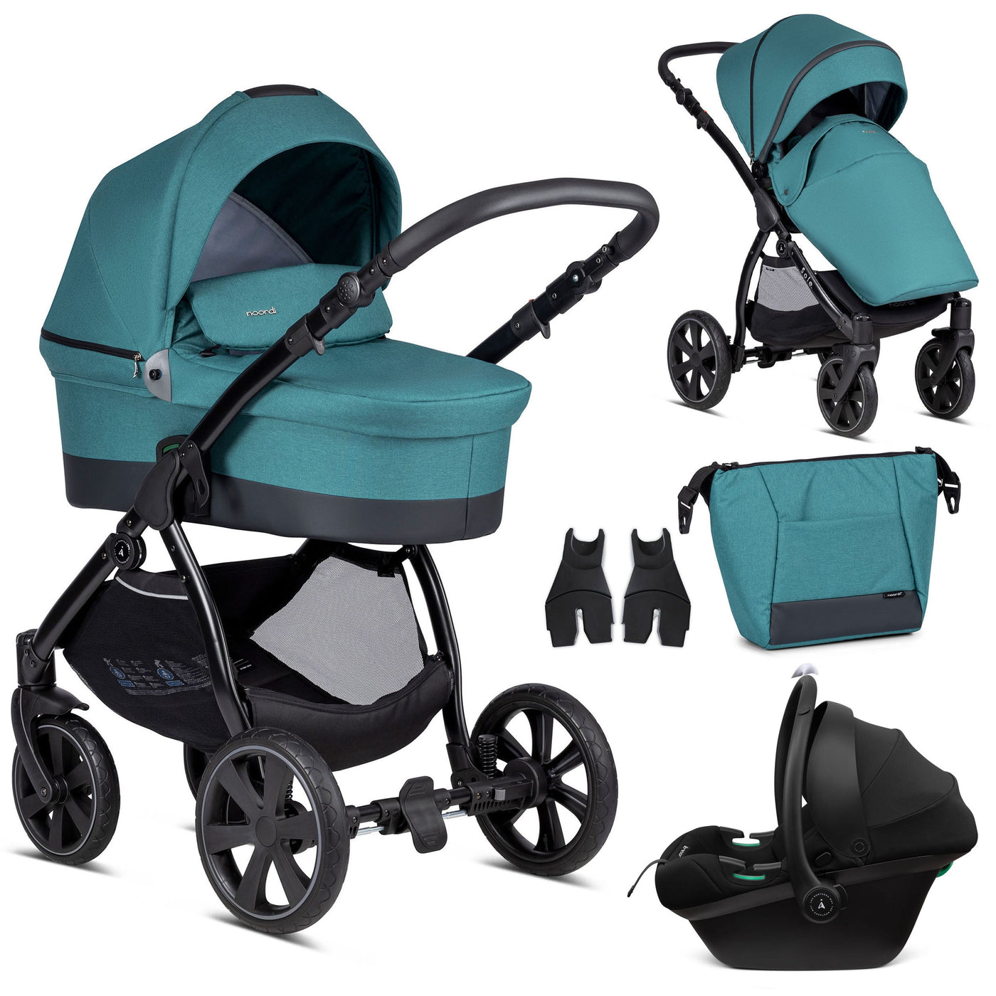 3 in 1 Travel System Pram Pushchair Carrycot Car Seat Noordi Sole Go 3in1