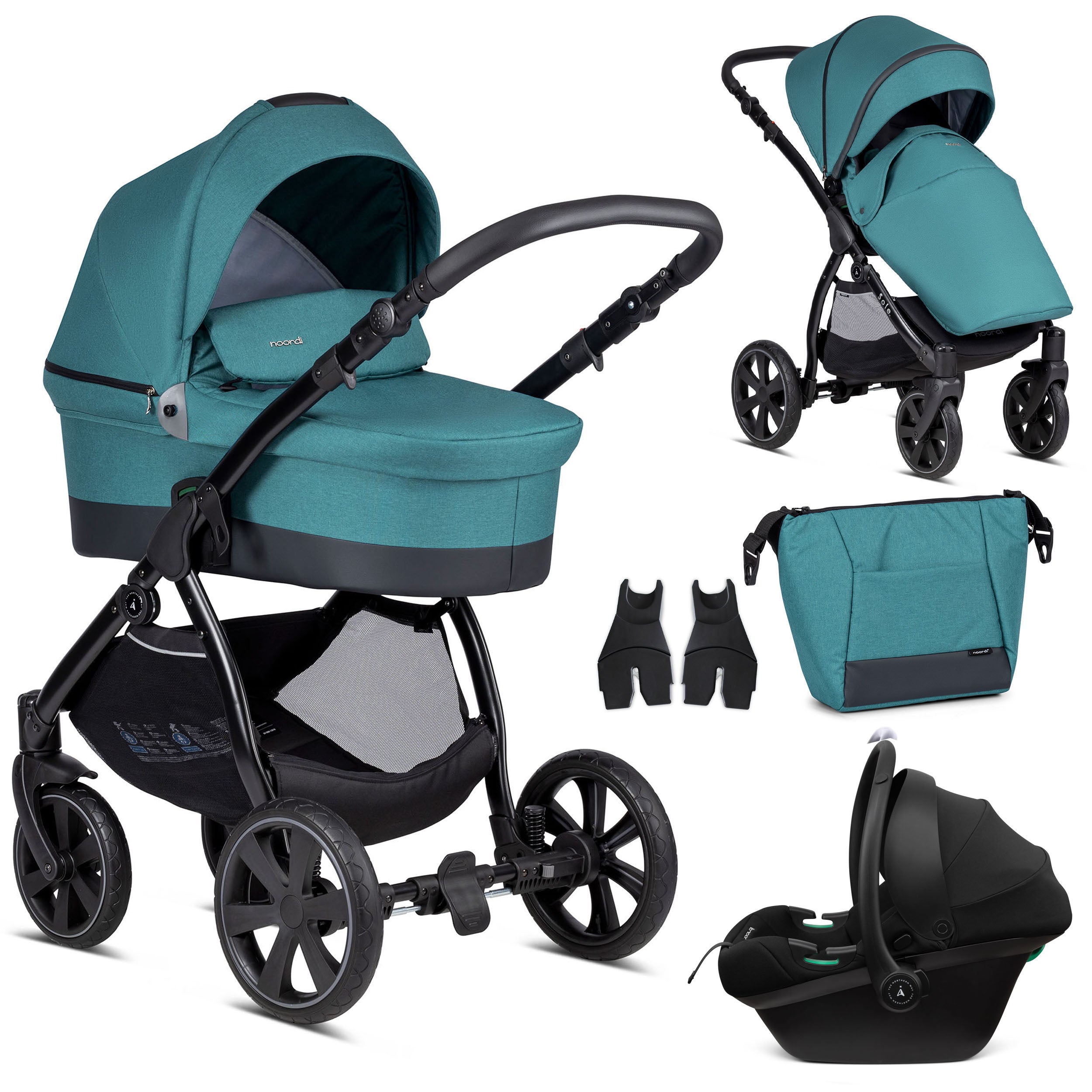 3 in 1 Travel System Pram Pushchair Carrycot Car Seat Noordi Sole Go 3in1