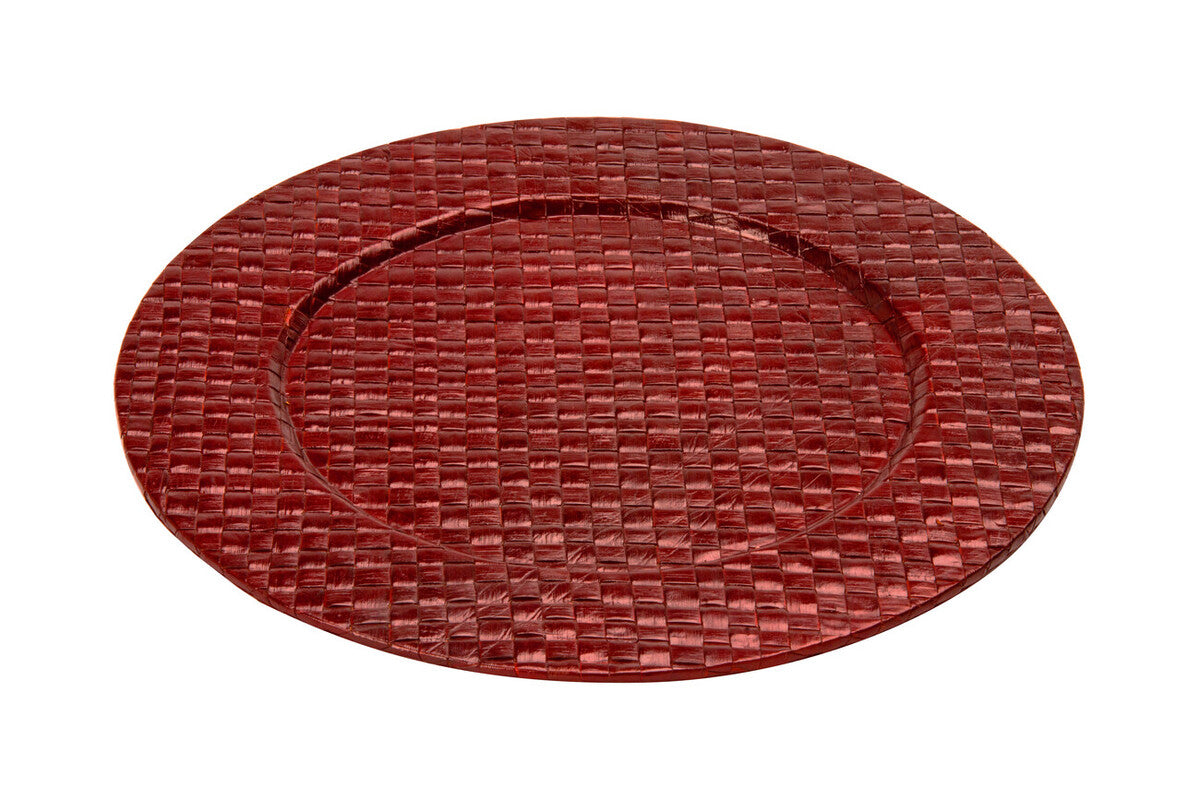 Charger Plates Set of 4 Red 33cm Woven Table Placemats Dining Decor