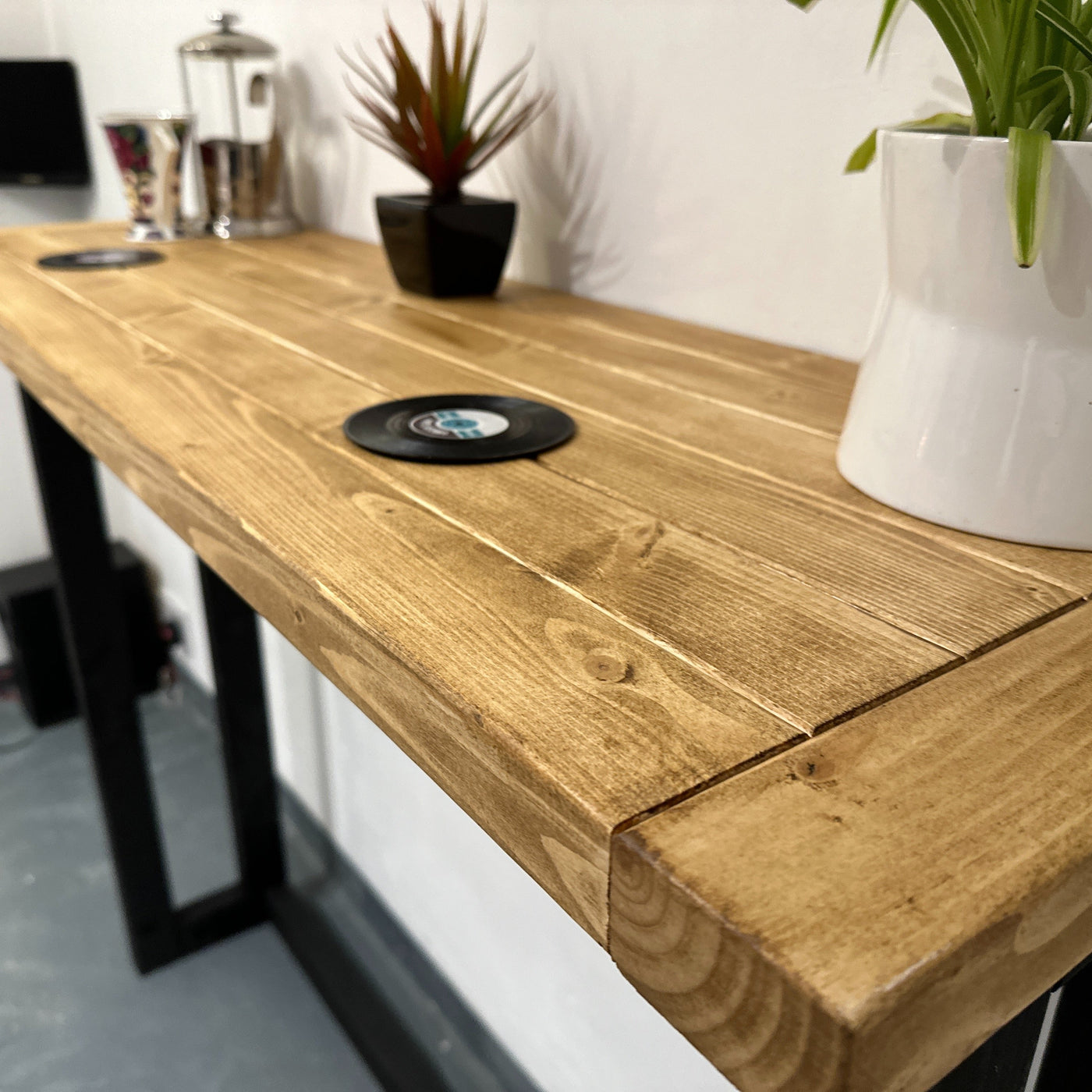 Breakfast Bar Industrial Console Table Narrow Dark Oak Kitchen Table