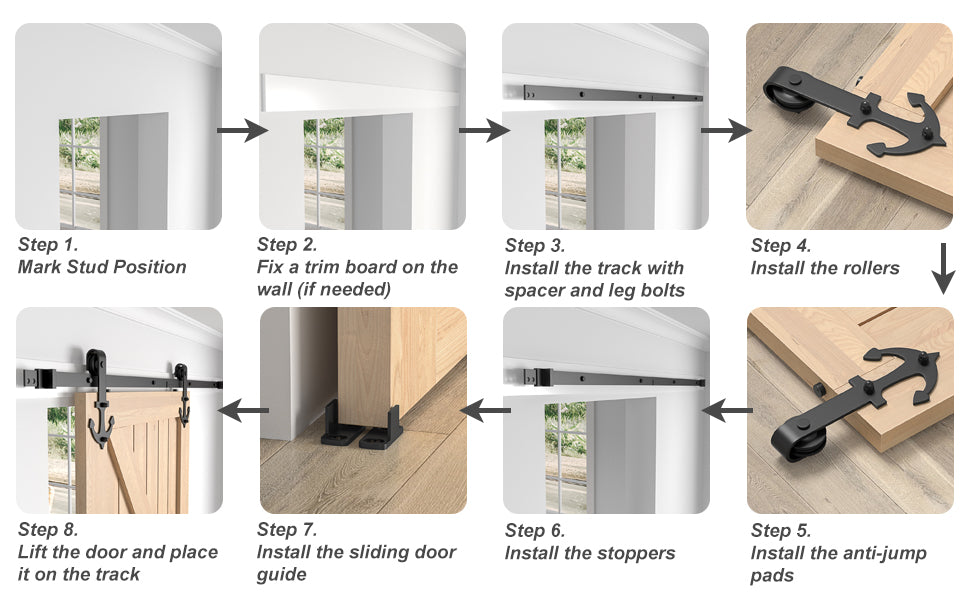 Sliding Barn Door Hardware Kit 13FT Heavy Duty Steel Track Anchor SANKEYTEW