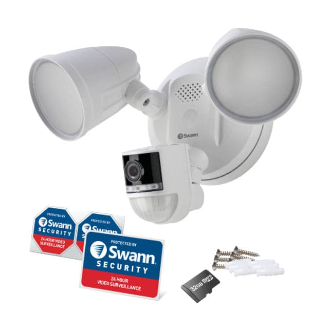 4K Floodlight Security Camera 2600LM Night Vision Two Way Audio Swann Outdoor