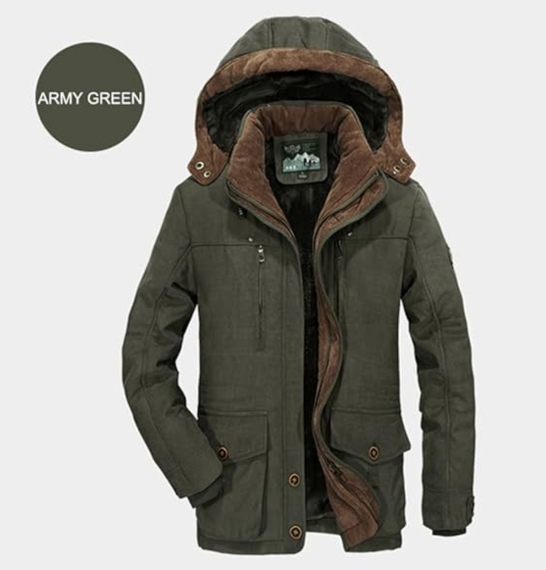 Mens Hooded Winter Jacket Windbreaker Thick Fleece Warm Parka Coat, Size M