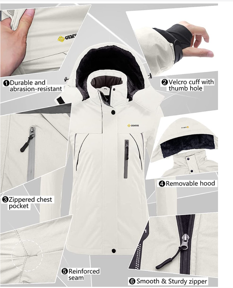 White jacket with features highlighted on a white background