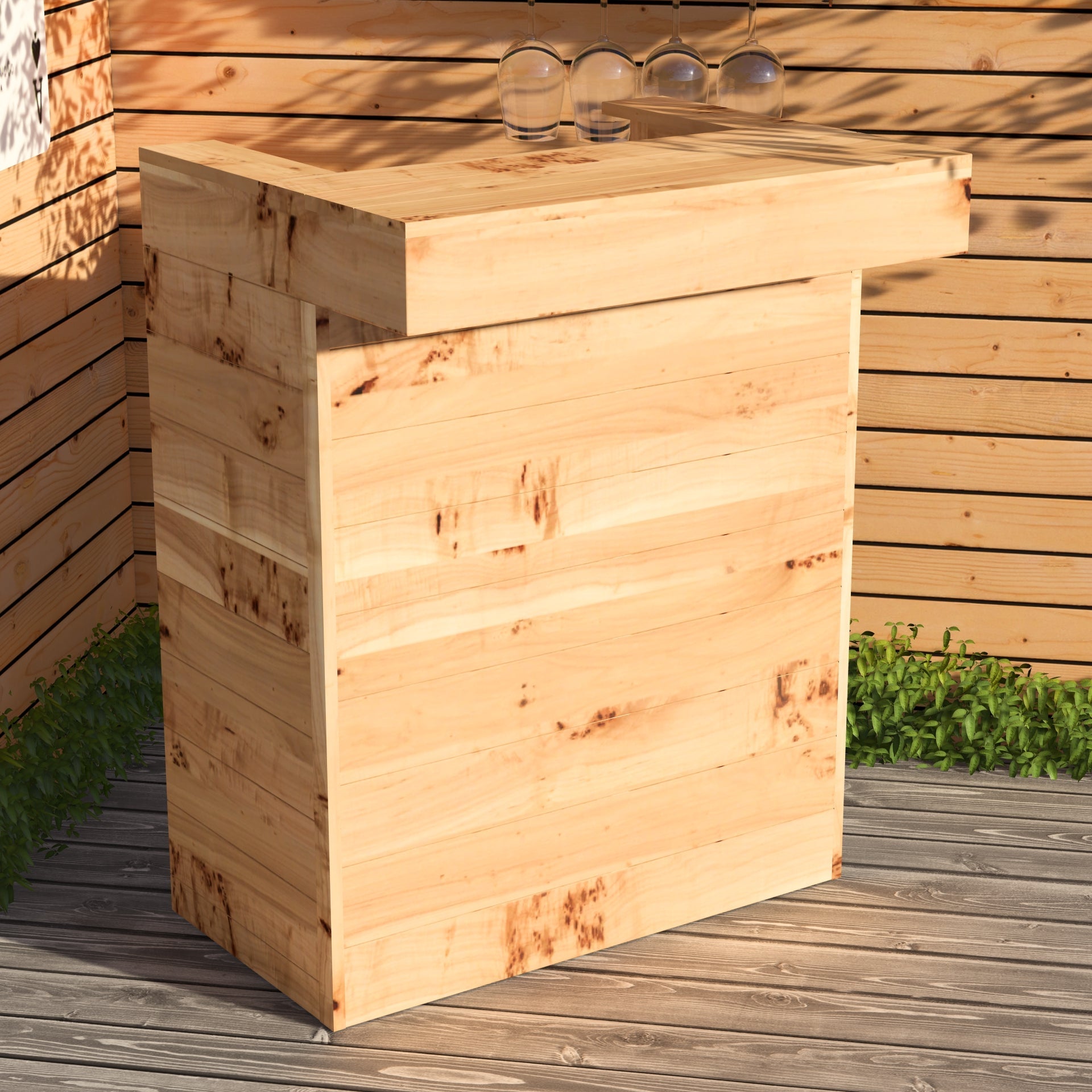 Wooden Pallet Bar 80cm Rustic Outdoor Garden Bar Storage Bars at Home
