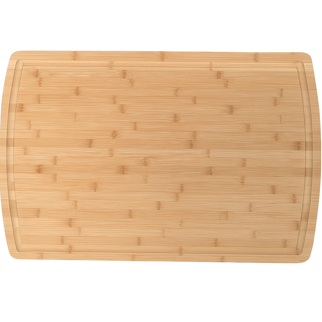 Bamboo cutting board on a white background