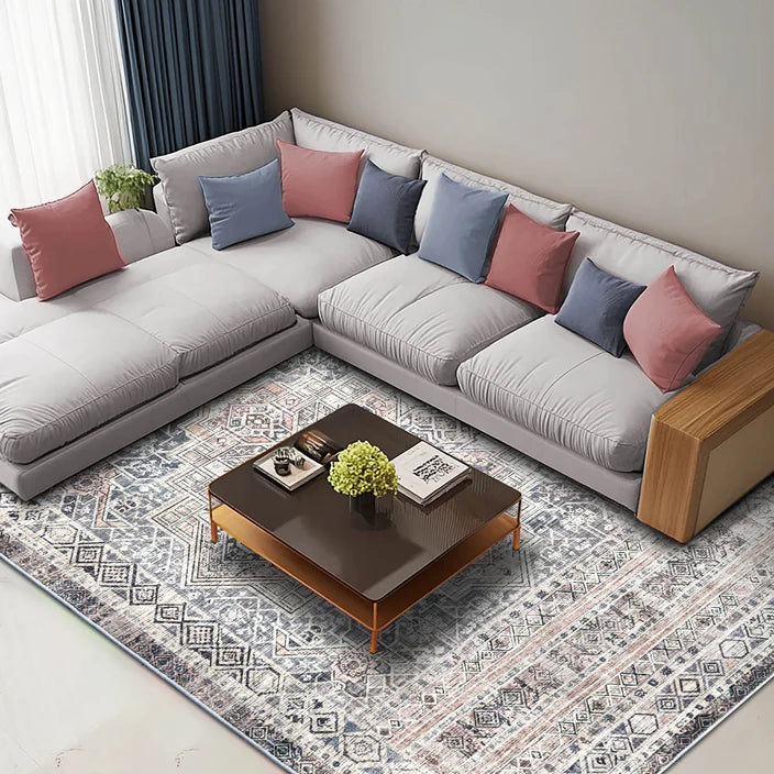 Washable Area Rug 170x240cm Moroccan Boho Traditional Beige Grey Vernal