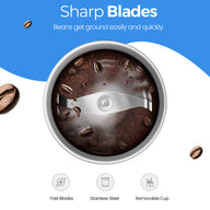 Sharp Stainless Steel Blades of COFFA Electric Grinder – Grinds Coffee Beans Quickly and Evenly