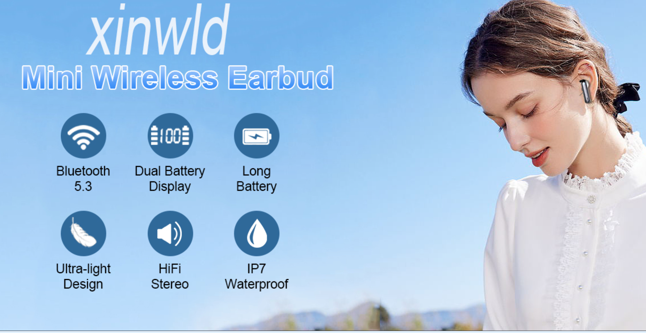 Wireless Earbuds Bluetooth 5.3 ENC Mic 40H Playtime Deep Bass IP7 Waterproof