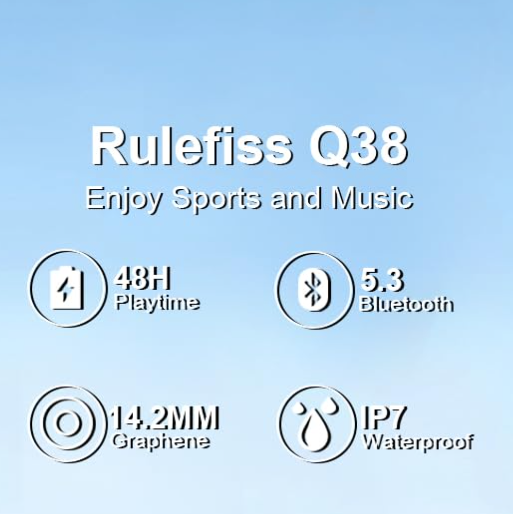 Wireless Earbuds Bluetooth Headphones Sport Noise Cancelling Rulefiss Q38