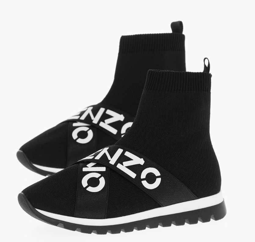 KENZO Sock Sneakers, Logoed Elastic Tape, Sport Trainer UK 2.5 / EU 35